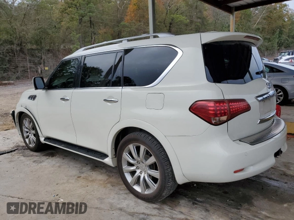 2012 Infiniti QX56 7-passenger with VIN JN8AZ2NE5C9017245, listed as a Copart auction lot 79654654 with 153,294 mi miles and Salvage Title. Bid and sale history available at carsss.com. Image 2.