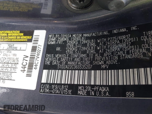 2006 Toyota Sienna XLE z VIN 5TDZA22C36S535207, wystawiony jako IAAI lot #42521737 z przebiegiem 147 801 mil mil oraz . Historia ofert i sprzedaży dostępna na DreamBid. Obrazek 9.