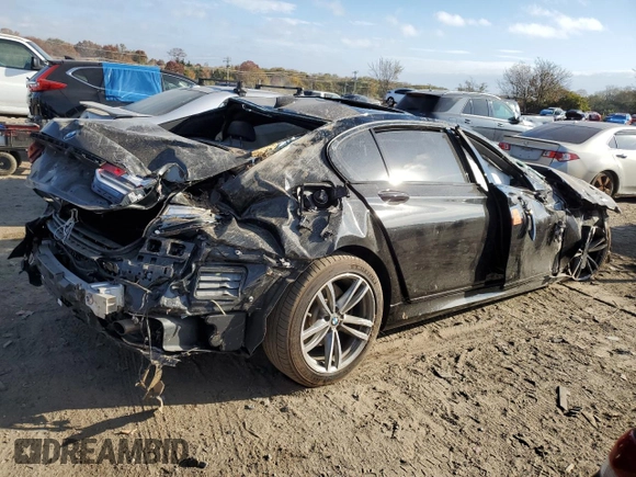 2018 BMW 7 Series 740i xDrive with VIN WBA7E4C57JGV28123, listed as a Copart auction lot 79229034 with 0 mi miles and Salvage Title. Bid and sale history available at carsss.com. Image 3.