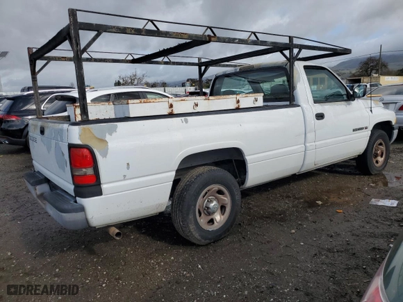 1996 Dodge Ram 1500 with VIN 1B7HC16Y8TS573007, listed as a Copart auction lot 45555785 with 191,300 mi miles and Salvage Title. Bid and sale history available at carsss.com. Image 3.