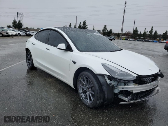 2023 Tesla Model 3 with VIN 5YJ3E1EA8PF477857, listed as a Copart auction lot 44958805 with 0 mi miles and Salvage Title. Bid and sale history available at carsss.com. Image 4.