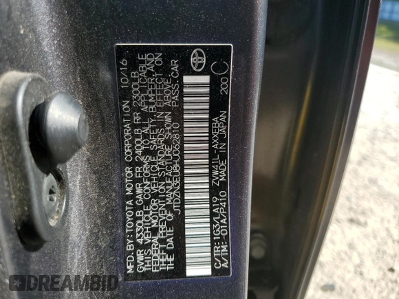 2017 Toyota Prius Two with VIN JTDZN3EU8HJ062810, listed as a Copart auction lot 55595595 with 126,691 mi miles and Salvage Title. Bid and sale history available at DreamBid. Image 13.