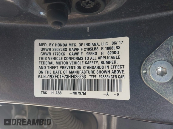 2017 Honda Civic EX-L с VIN 19XFC1F73HE025263, выставлен на аукционе IAAI как лот 42265487 с пробегом 142 976 миль миль и . История ставок и продаж доступна на DreamBid. Изображение 9.