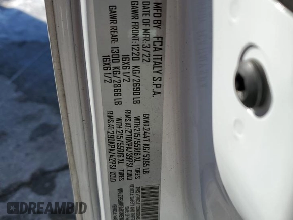 2022 Ram ProMaster City Cargo Tradesman with VIN ZFBHRFABXN6W46018, listed as a Copart auction lot 89099025 with Not Provided miles and Salvage Title. Bid and sale history available at DreamBid. Image 14.