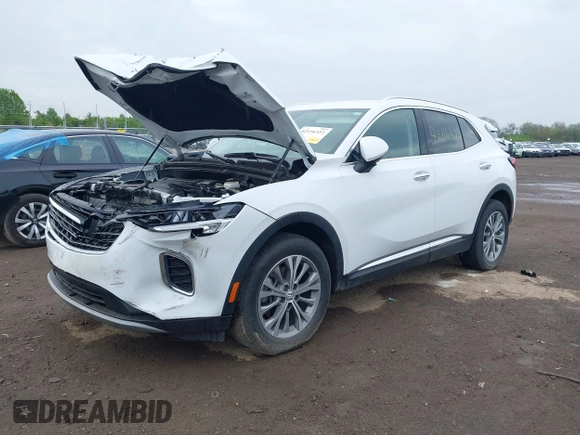 2022 Buick Envision Preferred with VIN LRBAZLR44ND126457, listed as a IAAI auction lot 42116322 with 21,450 mi miles and . Bid and sale history available at carsss.com. Image 2.