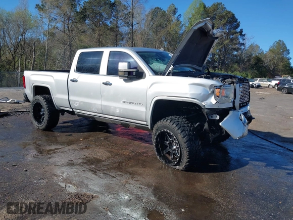 2015 GMC Sierra 2500HD available WiFi Denali with VIN 1GT120E87FF173940, listed as a IAAI auction lot 41843586 with 167,992 mi miles. Bid and sale history available at carsss.com. Image 1.