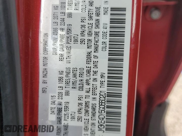 2016 Mazda CX-5 Grand Touring with VIN JM3KE4DY5G0660201, listed as a Copart auction lot 52165205 with 108,231 mi miles and Salvage Title. Bid and sale history available at DreamBid. Image 14.