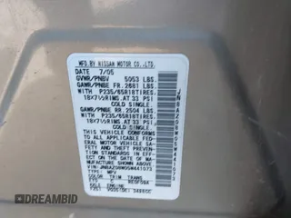 2005 Nissan Murano SL z VIN JN8AZ08W05W441073, wystawiony jako IAAI lot #41344637 z przebiegiem 195 597 mil mil oraz . Historia ofert i sprzedaży dostępna na DreamBid. Obrazek 9.