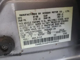2000 Nissan Altima GXE with VIN 1N4DL01A4YC246842, listed as a Copart auction lot 66525014 with 298,813 mi miles and Non Repairable. Bid and sale history available at carsss.com. Image 13.