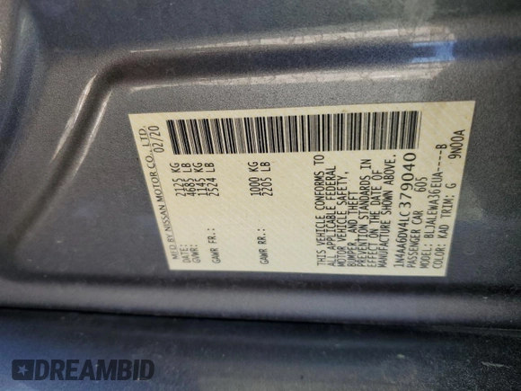 2020 Nissan Maxima SL z VIN 1N4AA6DV4LC379040, wystawiony jako Copart lot #49603235 z przebiegiem 39 057 mil mil oraz Szkoda całkowita • Salvage title. Historia ofert i sprzedaży dostępna na DreamBid. Obrazek 14.