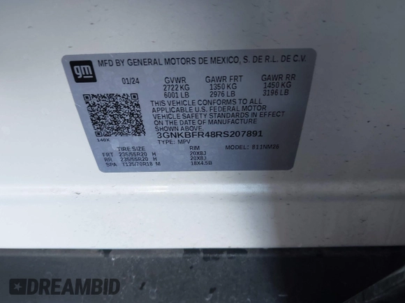 2024 Chevrolet Blazer Premier with VIN 3GNKBFR48RS207891, listed as a IAAI auction lot 42297266 with 13,935 mi miles and . Bid and sale history available at DreamBid. Image 9.