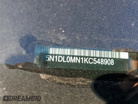 2019 Infiniti QX60 Luxe with VIN 5N1DL0MN1KC548908, listed as a Copart auction lot 48357945 with 89,353 mi miles and Salvage Title. Bid and sale history available at DreamBid. Image 12.