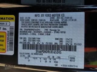 2020 Ford Fusion SE with VIN 3FA6P0HD9LR165245, listed as a Copart auction lot 54860845 with 33,319 mi miles and Non repairable. Bid and sale history available at DreamBid. Image 12.