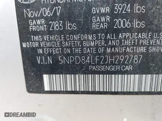 2018 Hyundai Elantra SEL with VIN 5NPD84LF2JH292787, listed as a IAAI auction lot 41899024 with 68,218 mi miles. Bid and sale history available at carsss.com. Image 9.