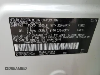 2018 Toyota RAV4 XLE with VIN JTMWFREV3JJ737450, listed as a Copart auction lot 50206255 with 7,805 mi miles and Salvage Title. Bid and sale history available at DreamBid. Image 14.