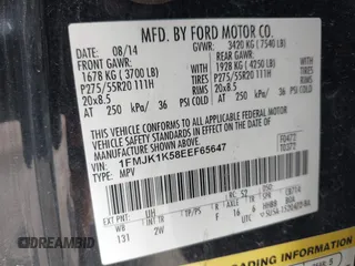 2014 Ford Expedition EL Limited with VIN 1FMJK1K58EEF65647, listed as a IAAI auction lot 41532758 with 153,550 mi miles. Bid and sale history available at carsss.com. Image 9.