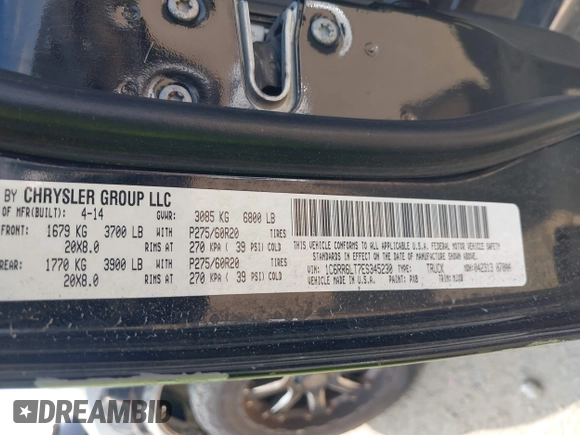 2014 Ram 1500 Lone Star z VIN 1C6RR6LT7ES345230, wystawiony jako IAAI lot #41919811 z przebiegiem 158 613 mil mil oraz . Historia ofert i sprzedaży dostępna na DreamBid. Obrazek 9.