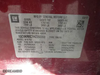 2017 Chevrolet Silverado 1500 LT with VIN 1GCVKREC7HZ293300, listed as a IAAI auction lot 41736212 with 115,446 mi miles. Bid and sale history available at carsss.com. Image 9.