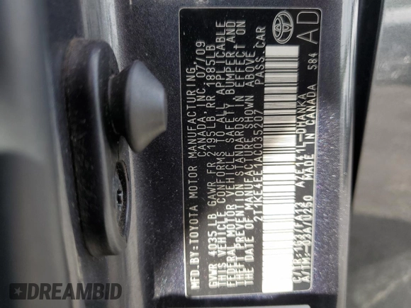 2010 Toyota Matrix S with VIN 2T1KE4EE1AC035207, listed as a Copart auction lot 65233545 with 203,410 mi miles and Clean title. Bid and sale history available at DreamBid. Image 12.