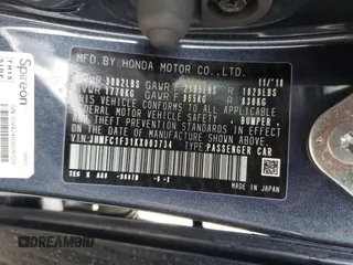2019 Honda Civic Sedan EX with VIN JHMFC1F31KX003734, listed as a Copart auction lot 46680985 with 30,722 mi miles and Salvage Title. Bid and sale history available at carsss.com. Image 12.