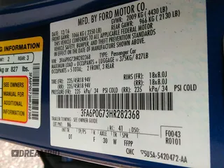 2017 Ford Fusion S with VIN 3FA6P0G73HR282368, listed as a IAAI auction lot 41906999 with 76,259 mi miles. Bid and sale history available at carsss.com. Image 9.