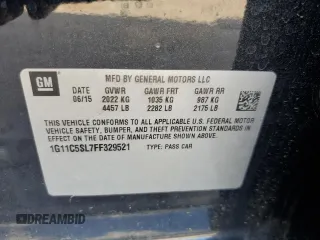 2015 Chevrolet Malibu LT with VIN 1G11C5SL7FF329521, listed as a Copart auction lot 49928795 with 151,763 mi miles and Salvage Title. Bid and sale history available at DreamBid. Image 14.