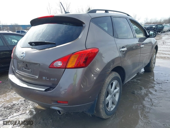 2009 Nissan Murano SL with VIN JN8AZ18W29W211353, listed as a IAAI auction lot 41677855 with 107,126 mi miles. Bid and sale history available at carsss.com. Image 4.