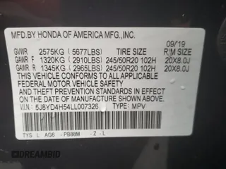 2020 Acura MDX w/Technology Pkg with VIN 5J8YD4H54LL007326, listed as a Copart auction lot 70272723 with 49,488 mi miles. Bid and sale history available at carsss.com. Image 13.