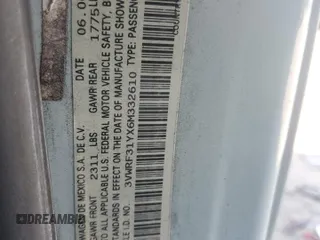 2006 Volkswagen Beetle z VIN 3VWRF31YX6M332610, wystawiony jako Copart lot #51357565 z przebiegiem 163 314 mil mil oraz Szkoda całkowita • Salvage title. Historia ofert i sprzedaży dostępna na DreamBid. Obrazek 12.