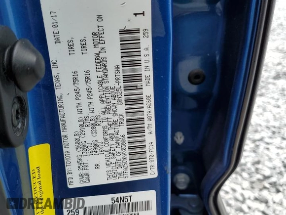 2017 Toyota Tacoma SR5 with VIN 5TFAZ5CNXHX030866, listed as a Copart auction lot 56049835 with Not Provided miles and Non Repairable. Bid and sale history available at DreamBid. Image 13.