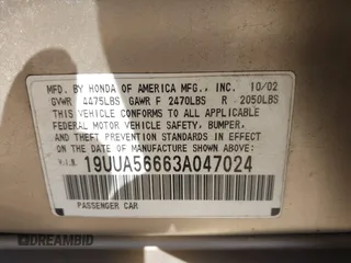 2003 Acura TL with VIN 19UUA56663A047024, listed as a IAAI auction lot 41995219 with 225,464 mi miles. Bid and sale history available at carsss.com. Image 9.