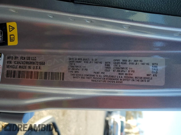 2021 Jeep Wrangler Unlimited Willys z VIN 1C4HJXDM6MW731668, wystawiony jako Copart lot #86406244 z przebiegiem 73 414 mil mil oraz Szkoda całkowita • Salvage title. Historia ofert i sprzedaży dostępna na DreamBid. Obrazek 13.