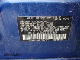 2015 Subaru WRX с VIN JF1VA1A60F9833979, выставлен на аукционе Copart как лот 50391895 с пробегом Не указан миль и Чистый • Clean title. История ставок и продаж доступна на DreamBid. Изображение 12.