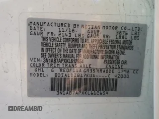 2019 Nissan Sentra SV with VIN 3N1AB7APXKL612654, listed as a Copart auction lot 44569965 with 117,756 mi miles and Clean Title. Bid and sale history available at carsss.com. Image 12.