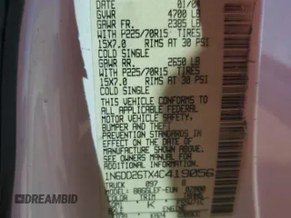 2004 Nissan Frontier XE z VIN 1N6DD26TX4C419056, wystawiony jako Copart lot #43556315 z przebiegiem 261 776 mil mil oraz Szkoda całkowita • Salvage title. Historia ofert i sprzedaży dostępna na DreamBid. Obrazek 12.