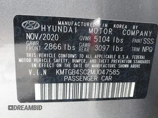 2021 Genesis G80 2.5T with VIN KMTGB4SC2MU047585, listed as a IAAI auction lot 41752100 with 41,140 mi miles and . Bid and sale history available at carsss.com. Image 9.