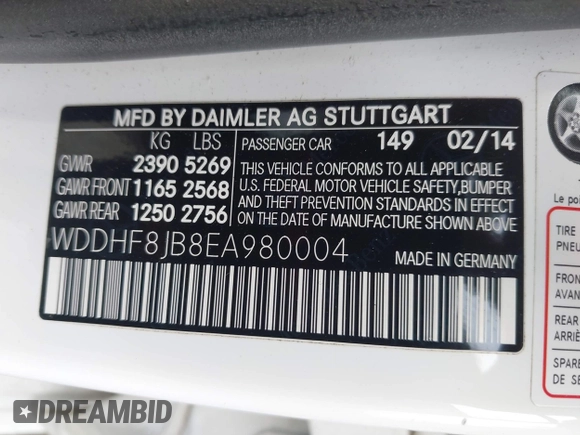 2014 Mercedes-Benz E 350 Luxury with VIN WDDHF8JB8EA980004, listed as a IAAI auction lot 42160745 with 58,418 mi miles and . Bid and sale history available at DreamBid. Image 9.