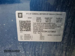 2019 Chevrolet Silverado 1500 LT with VIN 2GCVKPEC6K1173802, listed as a Copart auction lot 86812284 with 78,034 mi miles and Salvage Title. Bid and sale history available at DreamBid. Image 12.
