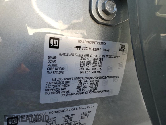 2025 Chevrolet Silverado 1500 with VIN 3GCUKFE80SG128699, listed as a Copart auction lot 52393645 with 5,759 mi miles and Salvage Title. Bid and sale history available at DreamBid. Image 13.