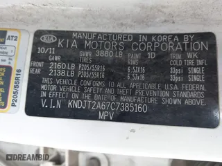 2012 Kia Soul + with VIN KNDJT2A67C7385160, listed as a IAAI auction lot 41533032 with 166,094 mi miles. Bid and sale history available at carsss.com. Image 9.