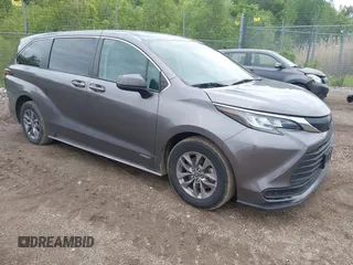 2021 Toyota Sienna LE with VIN 5TDKRKEC4MS045409, listed as a IAAI auction lot 42340870 with 135,510 mi miles and . Bid and sale history available at DreamBid. Image 1.