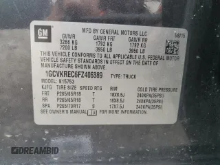 2015 Chevrolet Silverado 1500 LT with VIN 1GCVKREC6FZ406389, listed as a Copart auction lot 54879015 with 88,639 mi miles and Clean Title. Bid and sale history available at carsss.com. Image 13.
