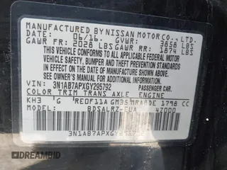 2016 Nissan Sentra SV with VIN 3N1AB7APXGY295792, listed as a IAAI auction lot 41912630 with 94,130 mi miles and . Bid and sale history available at DreamBid. Image 9.