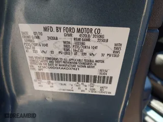 2010 Ford Escape XLT with VIN 1FMCU0DGXAKD37821, listed as a IAAI auction lot 42002767 with 169,557 mi miles. Bid and sale history available at carsss.com. Image 9.