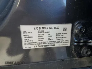 2023 Tesla Model S with VIN 5YJSA1E59PF522444, listed as a Copart auction lot 49835095 with Not provided miles and Salvage title. Bid and sale history available at DreamBid. Image 12.