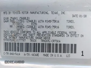 2020 Toyota Tacoma SR with VIN 5TFRX5GN1LX177797, listed as a IAAI auction lot 41882427 with 107,787 mi miles and . Bid and sale history available at DreamBid. Image 9.