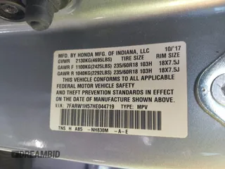 2017 Honda CR-V EX with VIN 7FARW1H57HE044719, listed as a IAAI auction lot 41028583 with 109,885 mi miles. Bid and sale history available at carsss.com. Image 9.