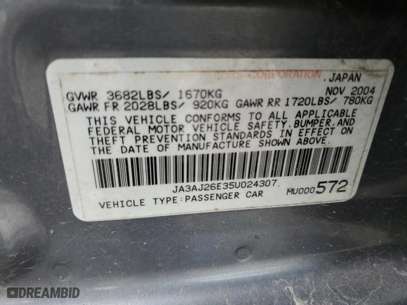 2005 Mitsubishi Lancer ES with VIN JA3AJ26E35U024307, listed as a Copart auction lot 74433184 with 189,115 mi miles and Salvage Title. Bid and sale history available at carsss.com. Image 12.