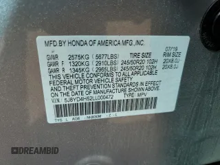 2020 Acura MDX Technology with VIN 5J8YD4H52LL000472, listed as a Copart auction lot 60347275 with 33,804 mi miles and Salvage title. Bid and sale history available at DreamBid. Image 14.