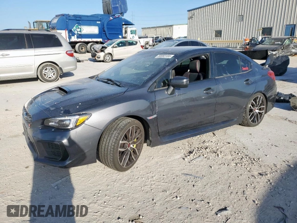 2021 Subaru WRX STI with VIN JF1VA2S61M9801897, listed as a Copart auction lot 50083155 with 45,581 mi miles and Salvage Title. Bid and sale history available at carsss.com. Image 1.